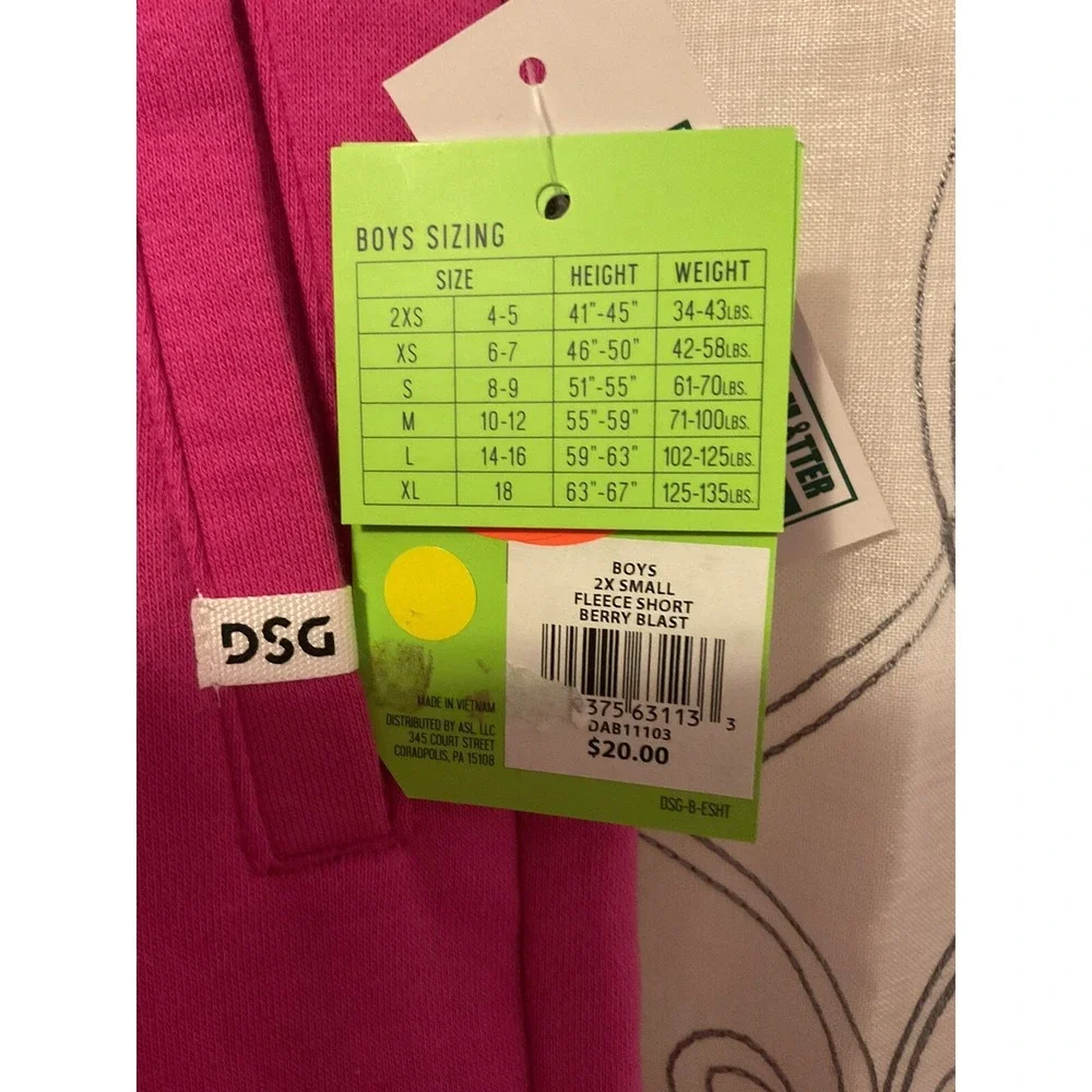 DSG‎ Boys Fleece Shorts Berry Blast Color Size 2XS (4-5)